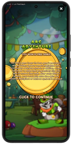 Le Prechaun Arc Adventure-bonus som ger 10 gratissnurr