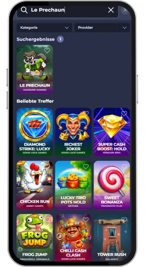 Den Le Prechaun Slot über die Casino-Suche finden