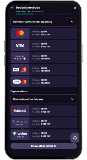 Att göra en insättning med Visa, Mastercard eller Swish för att spela Le Prechaun