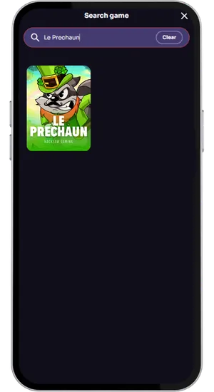 Att hitta Le Prechaun-sloten via casinots sökfunktion